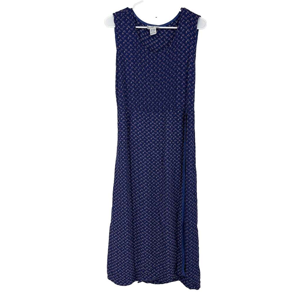 April Cornell Women L Floral Midi Dress Cottagecore Prairie Tie Waist Boho Ditsy